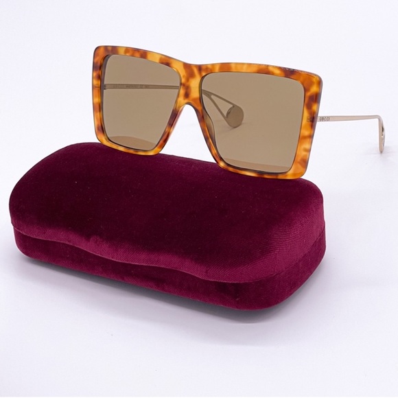 NEW GUCCI GG0434S  004 HAVANA SHIELD SUNGLASSES GUCCI MASK EYEWEAR GUCCI - Picture 1 of 7